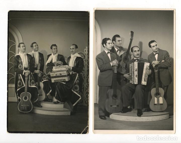 Photos de Chanteurs et Chanteuses: GRUPO MUSICAL POR IDENTIFICAR, 3 FOTOGRAF&Iacute;AS. FOTO: CARRERA, BARCELONA. 1930'S. 11,5X17CM.