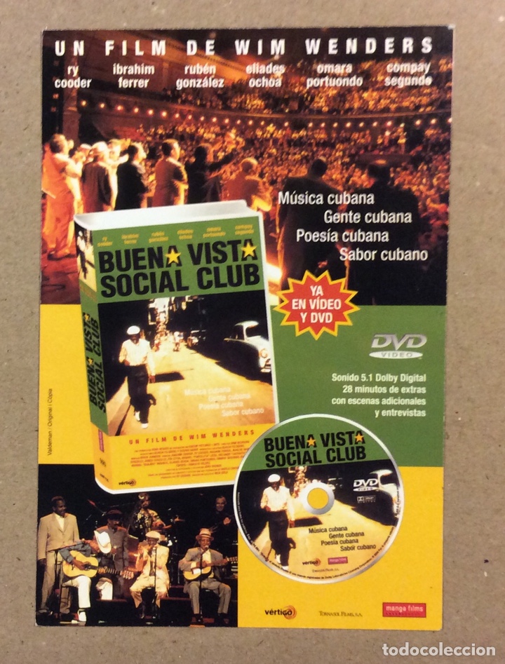 Fotos de cantantes: BUENA VISTA SOCIAL CLUB (WIM WENDERS). FLYER PROMOCIONAL DEL DOCUMENTAL MUSICAL.