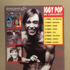 Fotos de Cantantes: IGGY POP. CARTEL PROMOCIONAL GIRA ESPAÑOLA DE 1991