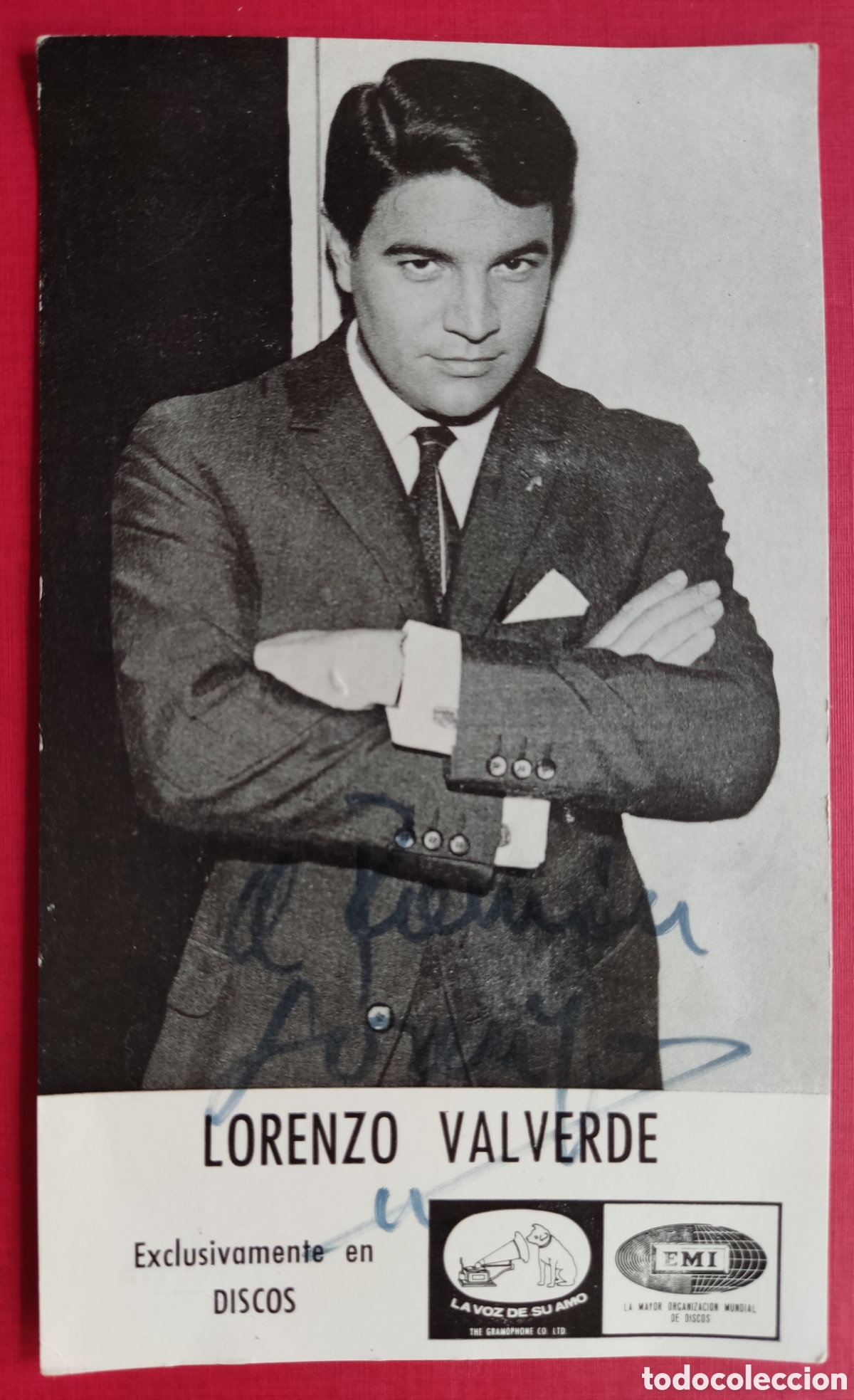 Photos of Singers: LORENZO VALVERDE FOTOGRAF&Iacute;A PROMOCIONAL FIRMADA Y DEDICADA DISCOS EMI1964