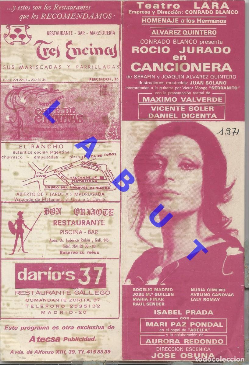 Fotos de Cantantes: ROCIO JURADO CANCIONERA PROGRAMA 1971 MARIA PINAR ACTRIZ CANTANTE J84