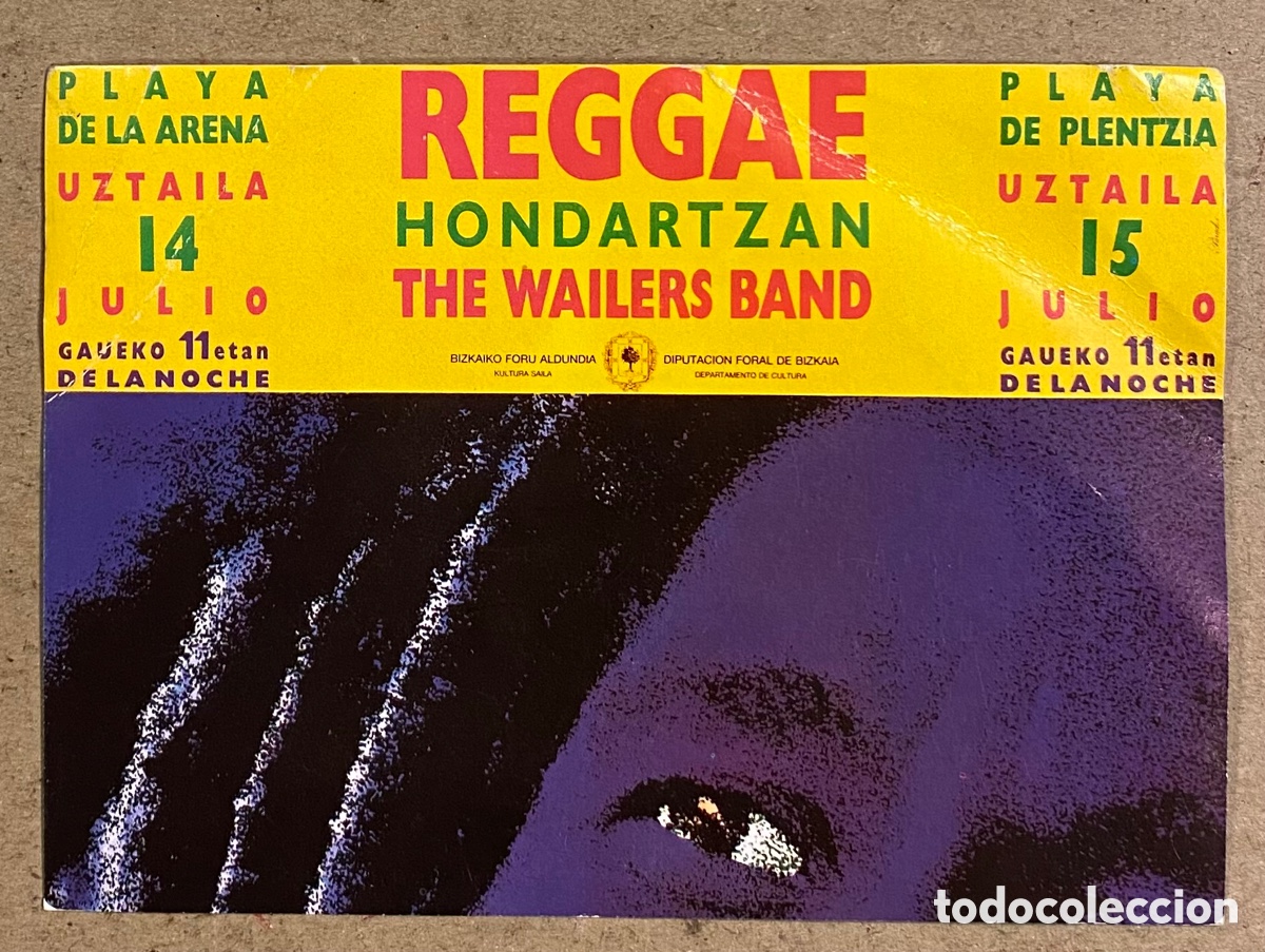 Photos of Singers: THE WAILERS BAND. POSTAL SIN CIRCULAR PROMOCIONAL CONCIERTOS EN PLAYAS SOMORROSTRO Y PLENTZIA.