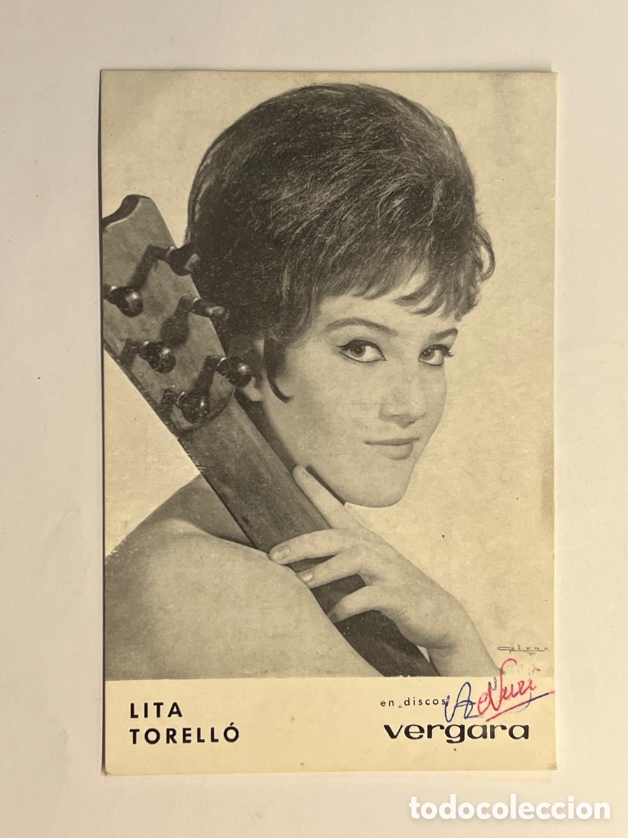 Photos de Chanteurs et Chanteuses: LITA TORRELLO. Postal publicitaria Discos Vergara. Reverso Discografia publicada (h.1960?)