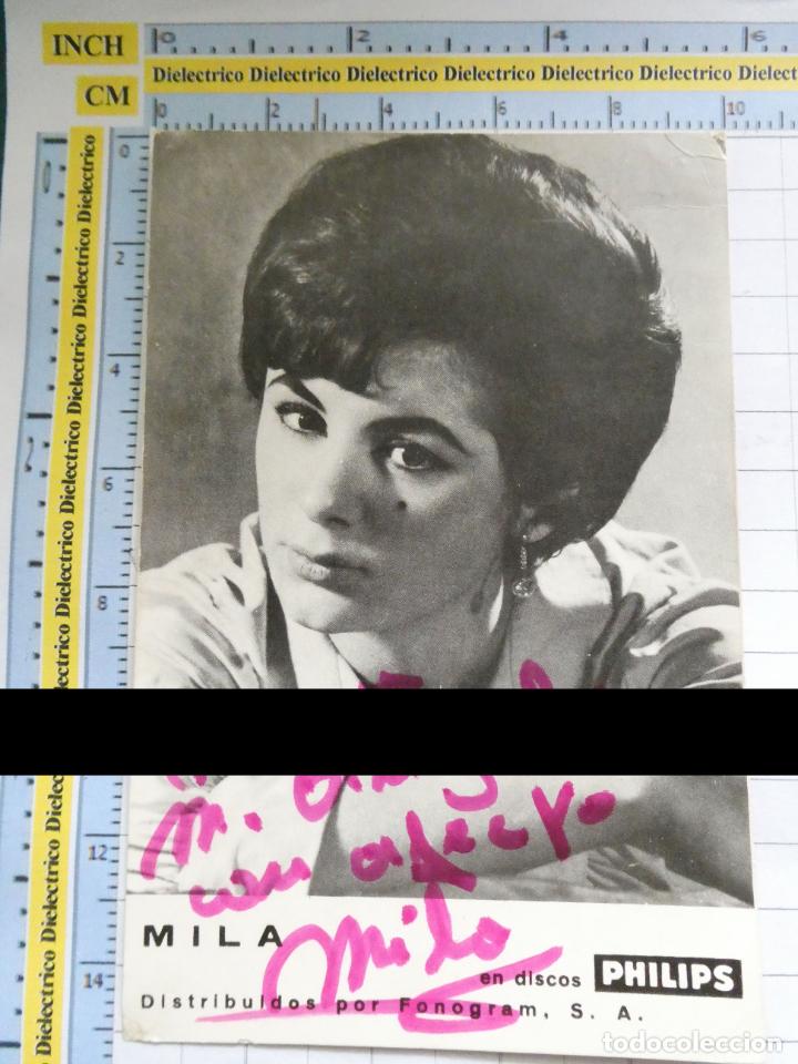 Photos de Chanteurs et Chanteuses: FOTO POSTAL DE M&Uacute;SICA GRUPO MUSICAL CANTANTE. MILA. CON DEDICATORIA FIRMA AUT&Oacute;GRAFO 496