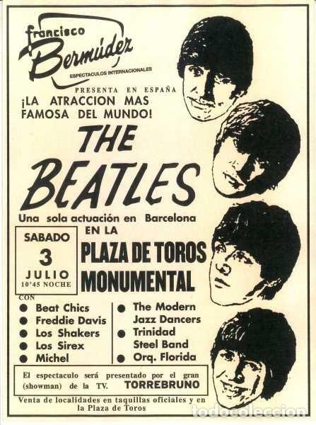 Photos of Singers: THE BEATLES: Plaza de Toros Monumental 3 julio 1965 !! Cartel Concierto 30x40 -SUPER PRECIO y REGALO