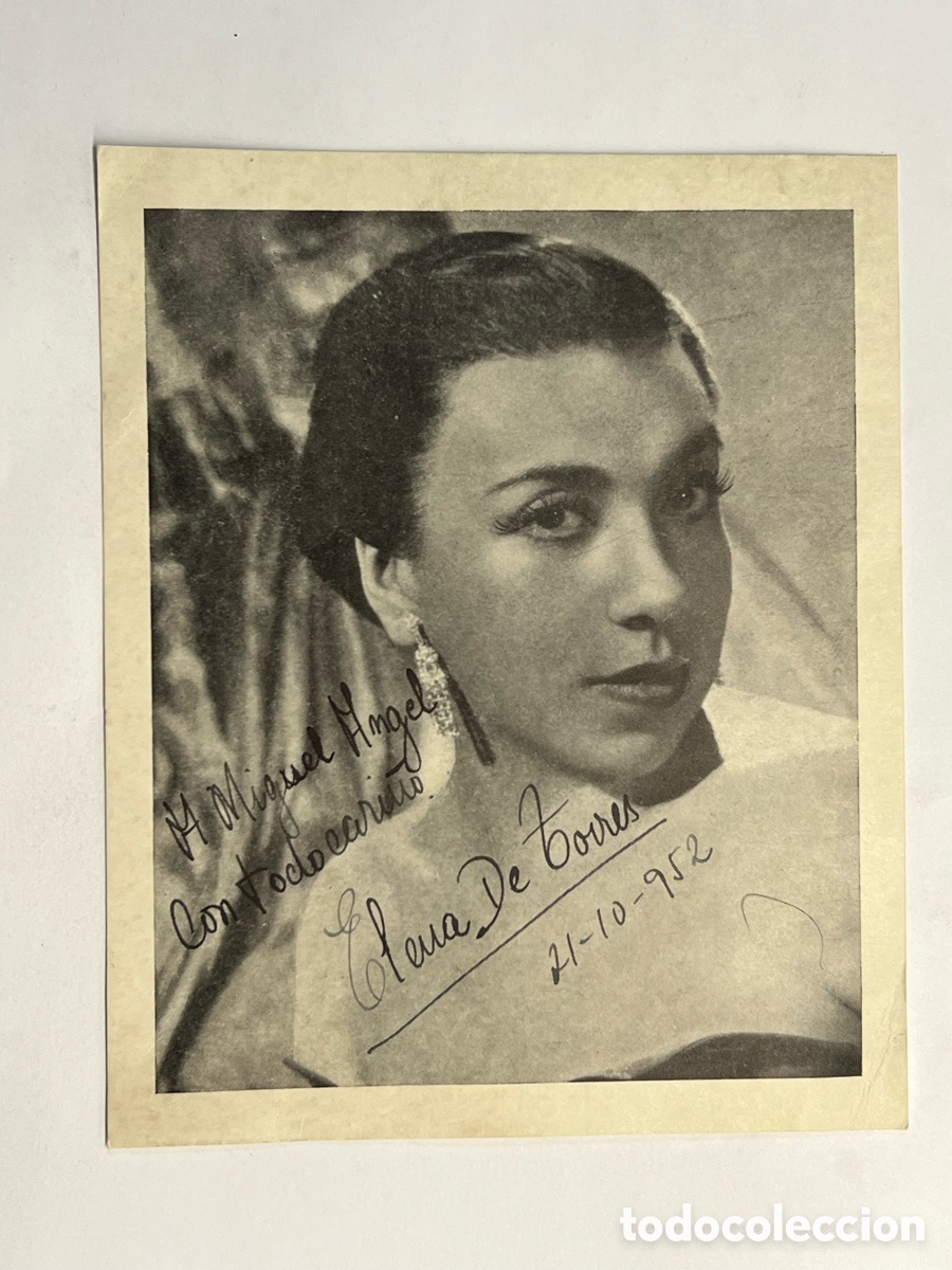 Photos of Singers: ELENA DE TORRES foto postal publicit&aacute;ria. Cantante de Boleros, dedicada, aut&oacute;grafo original (a.1952)