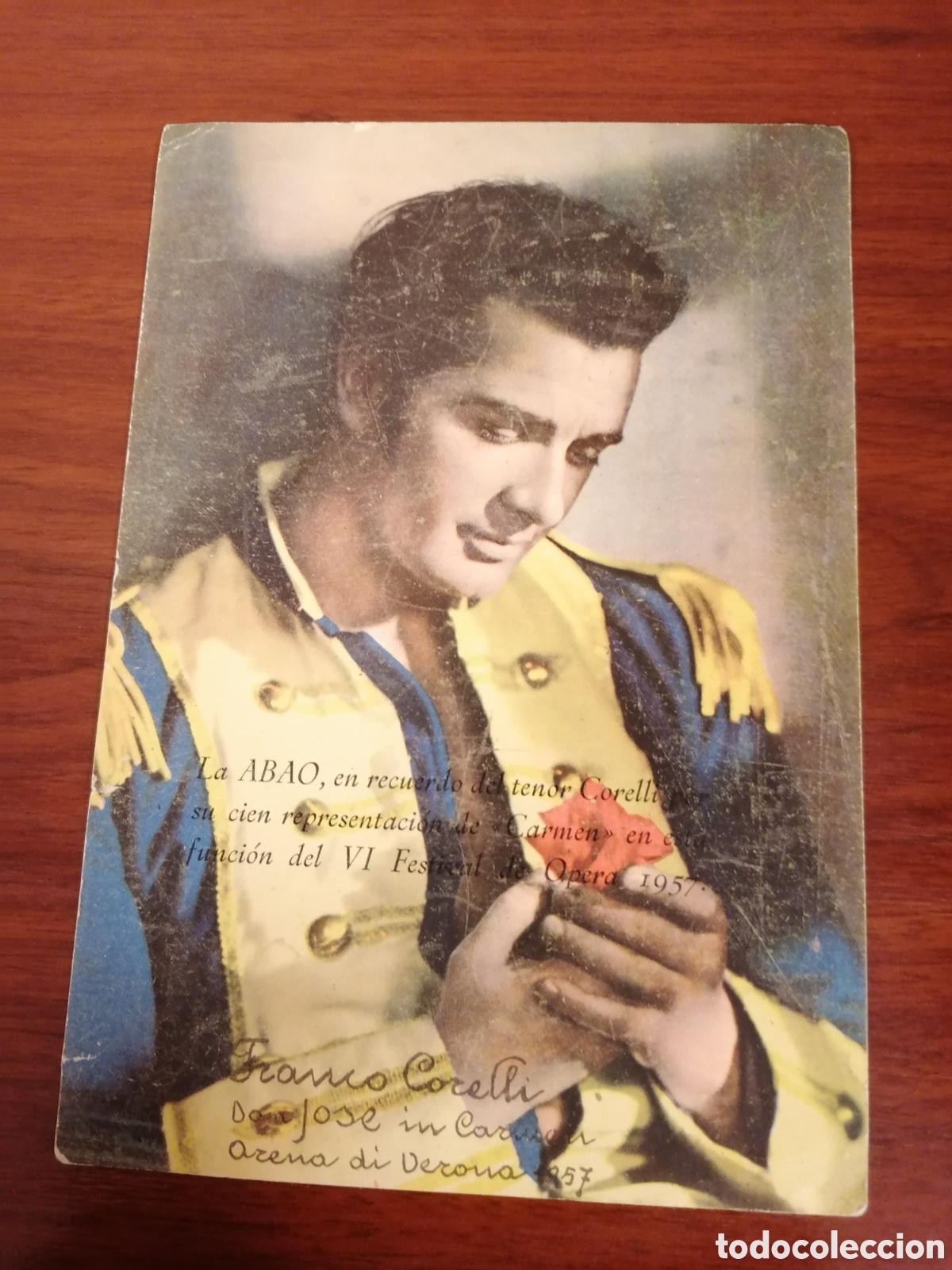 Fotos de Cantantes: Tarjeta Asociaci&oacute;n Bilbaina Amigos Opera ABAO En Recuerdo 100 Representaciones Carmen Franco Corelli