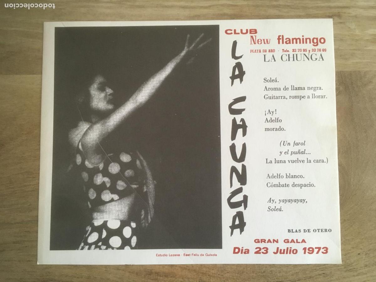Fotos von Musikern: la chunga folleto de actuacion en club new flamingo platja d'aro playa de aro 1973