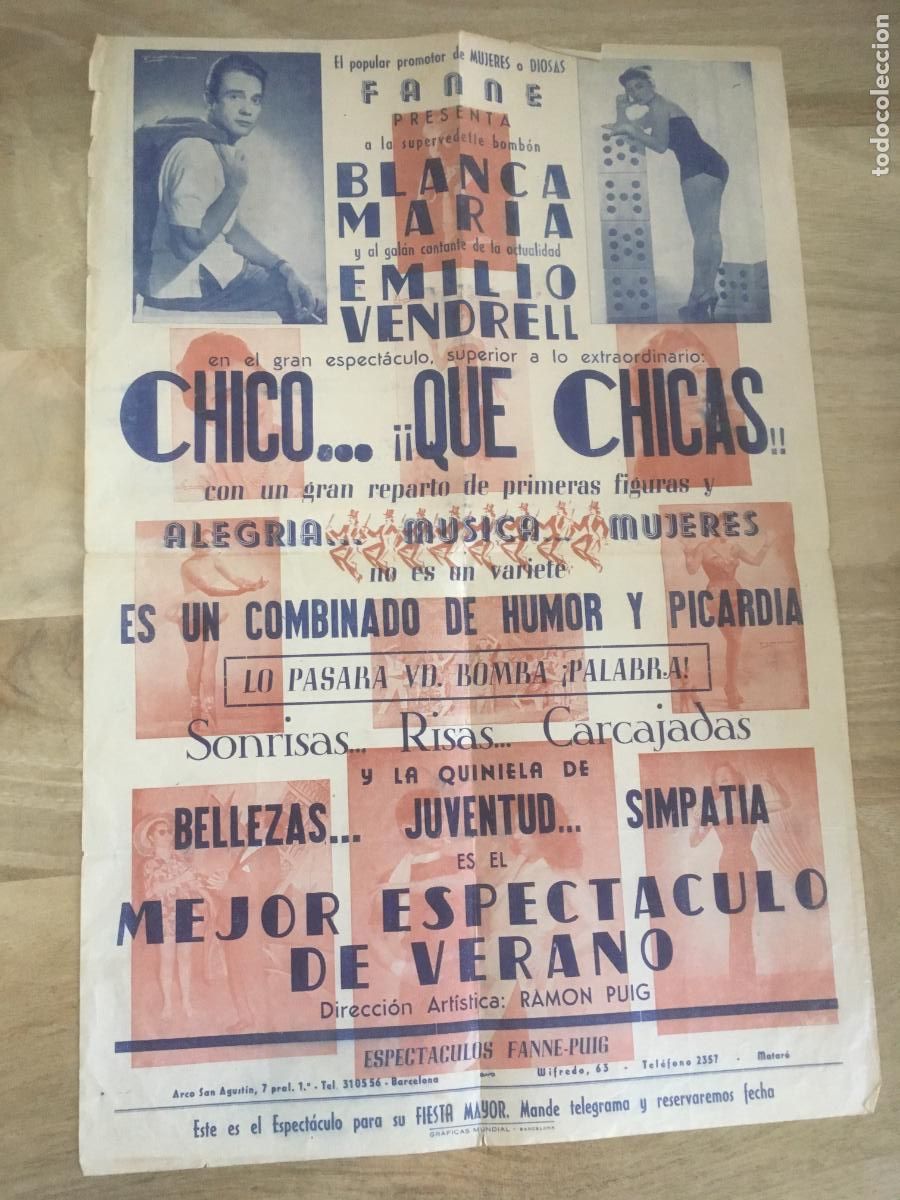 Photos de Chanteurs et Chanteuses: blanca maria emilio vendrell chico que chicas poster cartel original