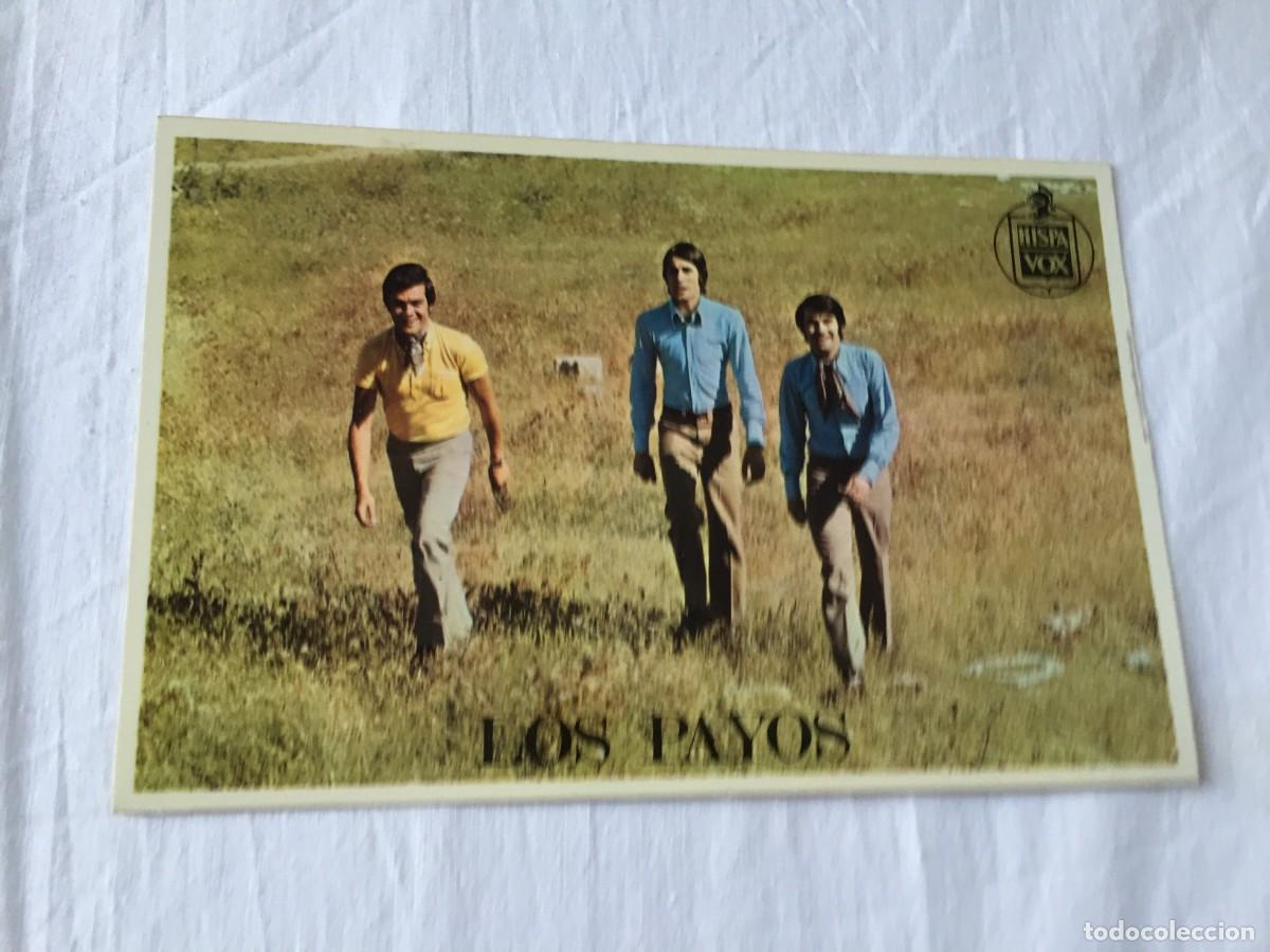 Photos de Chanteurs et Chanteuses: TARJETA POSTAL PROMOCIONAL DEL GRUPO LOS PAYOS CON LA DISCOGRAFIA DE HISPAVOX