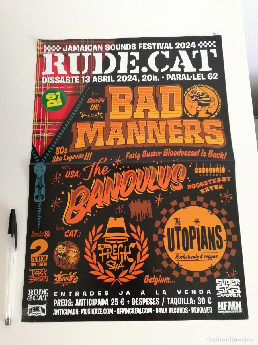 Photos de Chanteurs et Chanteuses: CARTEL ORIGINAL -A3- BAD MANNERS - MUSICA - SKA - THE BANDULUS - JAMAICAN SOUNDS