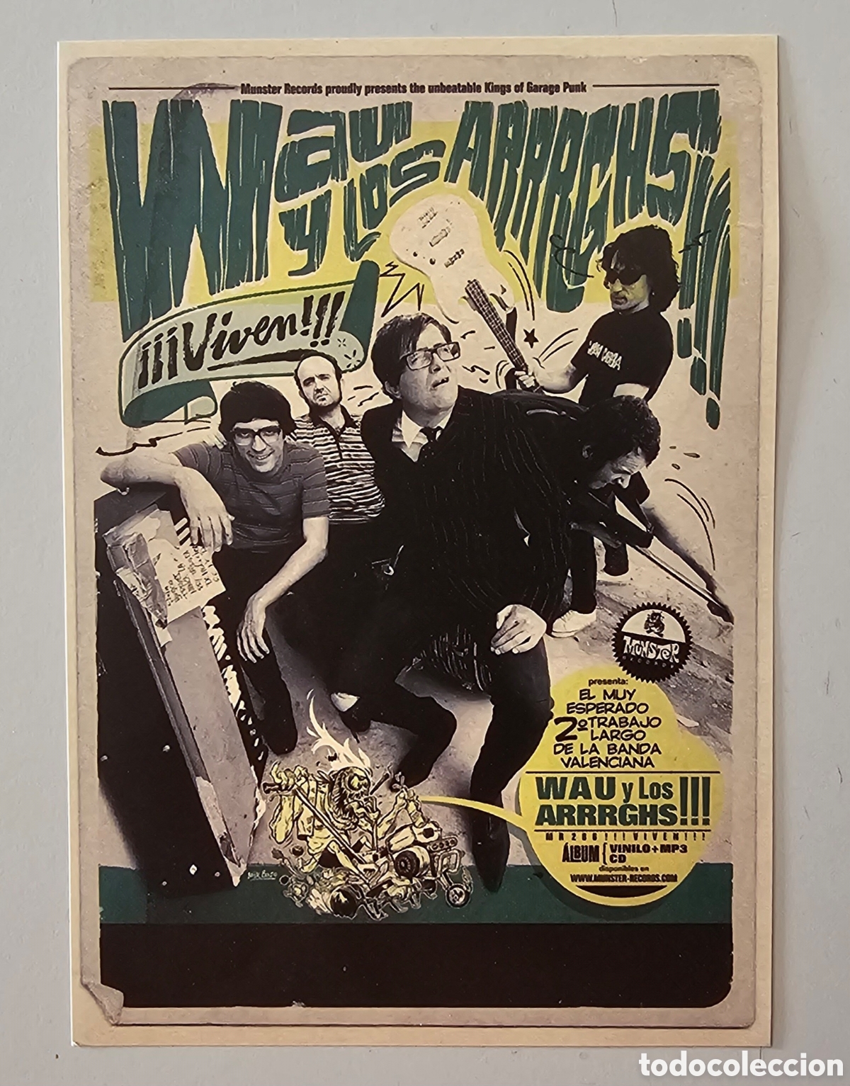 Photos de Chanteurs et Chanteuses: POSTAL PROMOCIONAL WAU Y LOS ARRRGHS LP VIVEN (Munster Records, 2009)