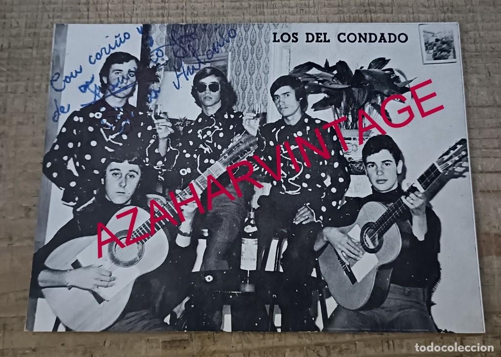 Fotos von Musikern: ANTIGUA POSTAL PUBLICITARIA GRUPO DE SEVILLANAS LOS DEL CONDADO, DEDICADA, 136X100MM