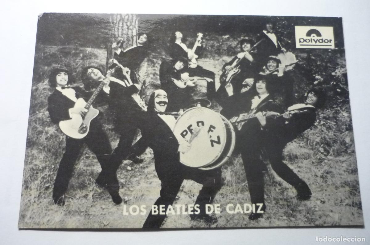 Photos of Singers: TARJETA PUBLICIDAD POLYDOR LOS BEATLES DE CADIZ-DORSO DISCOGRAFIA CM
