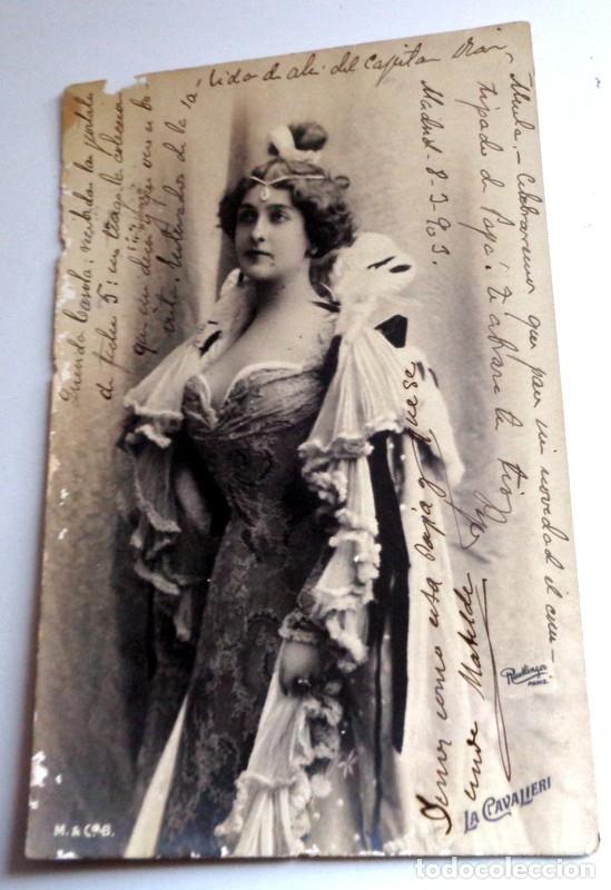 Fotos von Musikern: POSTAL FOTO FOTOGRAFIA ORIGINAL ARTISTA. MUY ANTIGUA Escrita en el a&ntilde;o 1903. LA CAVALLERI