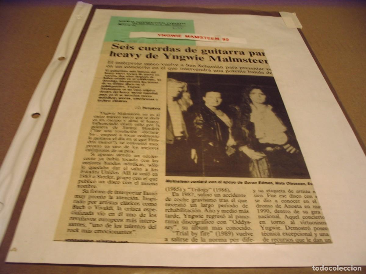 Fotos von Musikern: YNGWIE MALMSTEEN recortes de prensa x 4 Espa&ntilde;a gira 1992 clippings