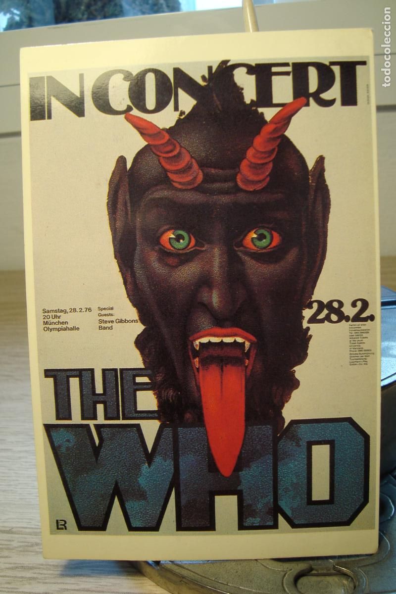 Fotos von Musikern: ANTIGUA POSTAL POST CARD THE WHO IN CONCERT METRO MUSIC BELFAST N.I UK