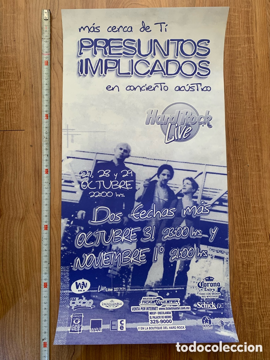 Photos of Singers: POSTER CARTEL CONCIERTO ACUSTICO PRESUNTOS IMPLICADOS HARD ROCK LIVE CIUDAD DE MEXICO