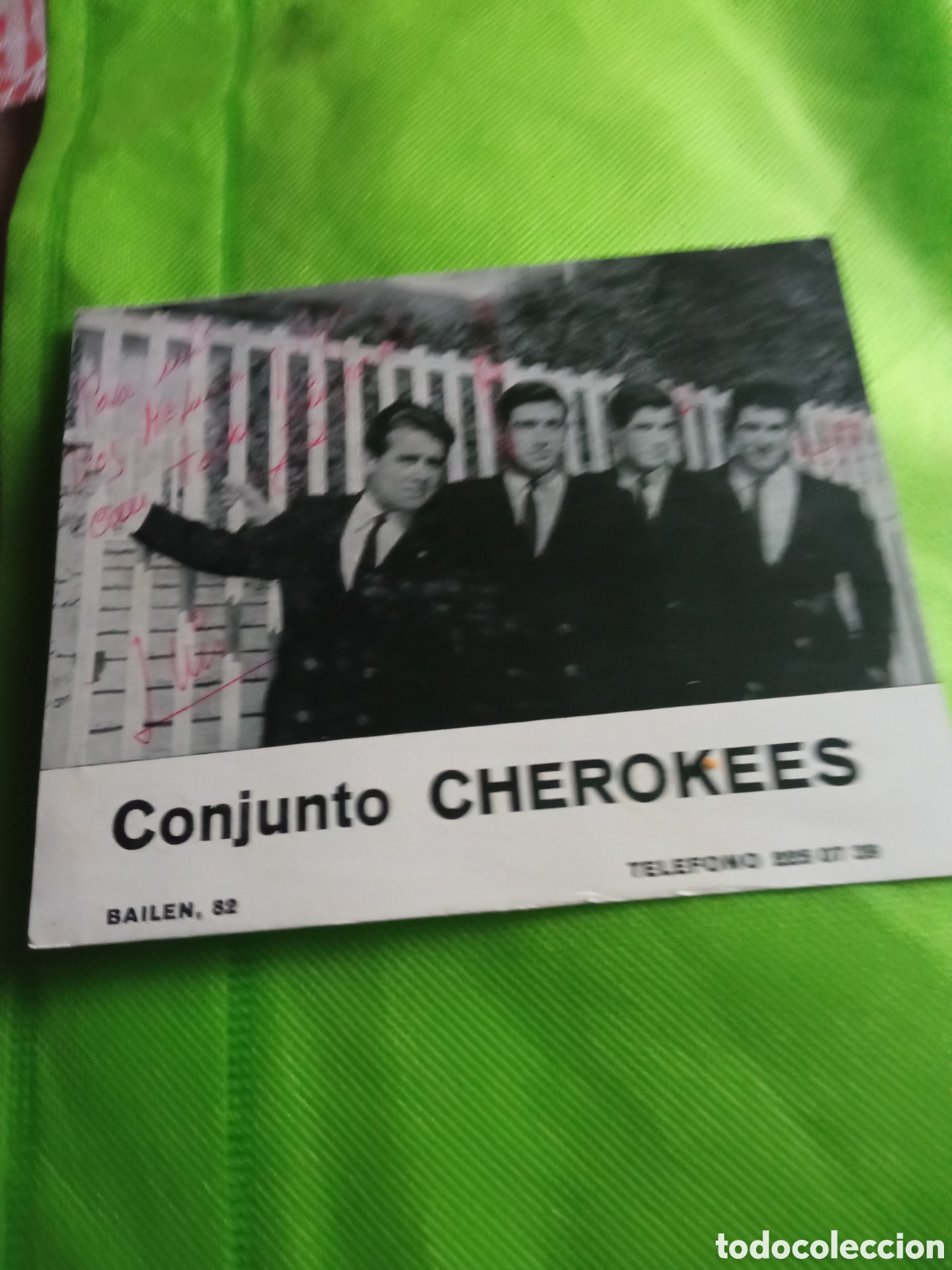Fotos de Cantantes: Antigua tarjeta promocional del Conjunto Cherokees, firmada y dedicada