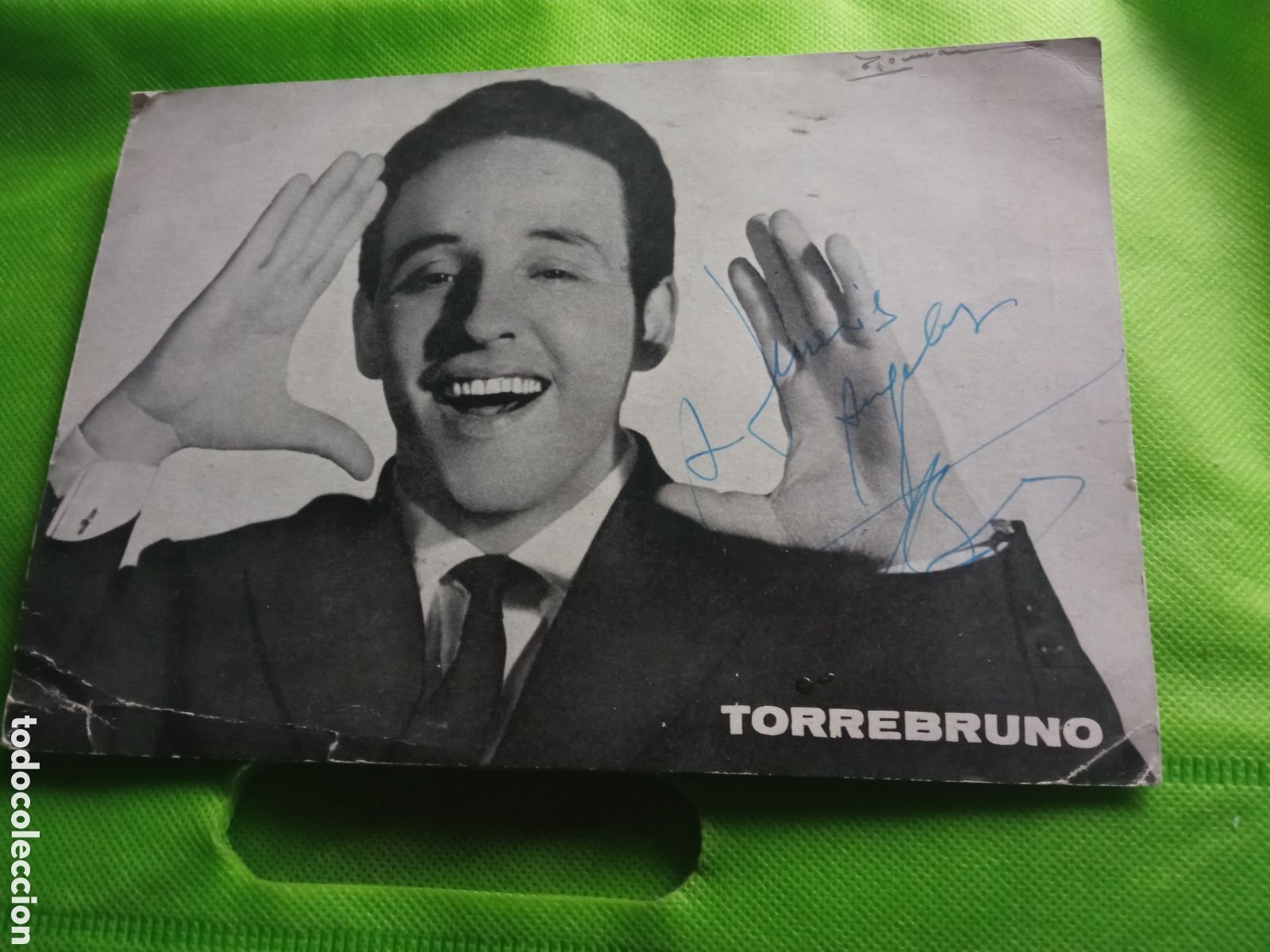 Fotos de Cantantes: Antigua tarjeta promocional del cantante y actor Torrebruno, firmada