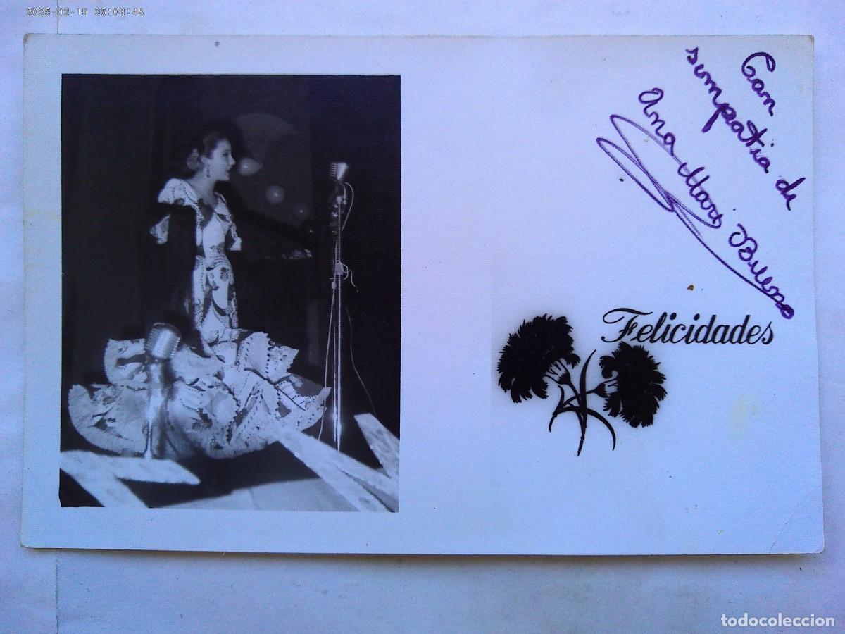 Photos de Chanteurs et Chanteuses: FOTO ORIGINAL DE LA BAILAORA Y CANTANTE ANA MARIA BUENO , CON DEDICATORIA Y FIRMA MANUSCRITA