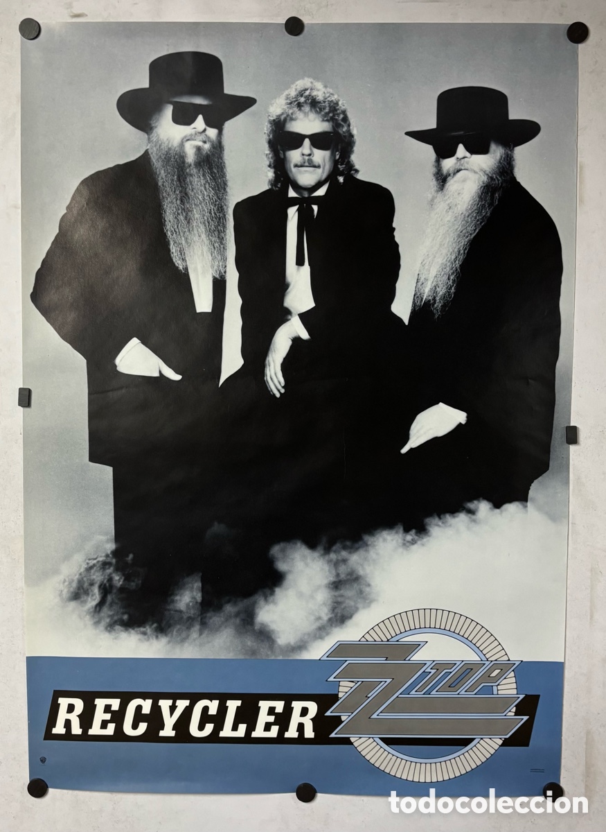 Fotos de Cantantes: ZZ TOP &rdquo;RECYCLER&rdquo; (1990). HIST&Oacute;RICO CARTEL ORIGINAL PROMOCIONAL DEL &Aacute;LBUM.