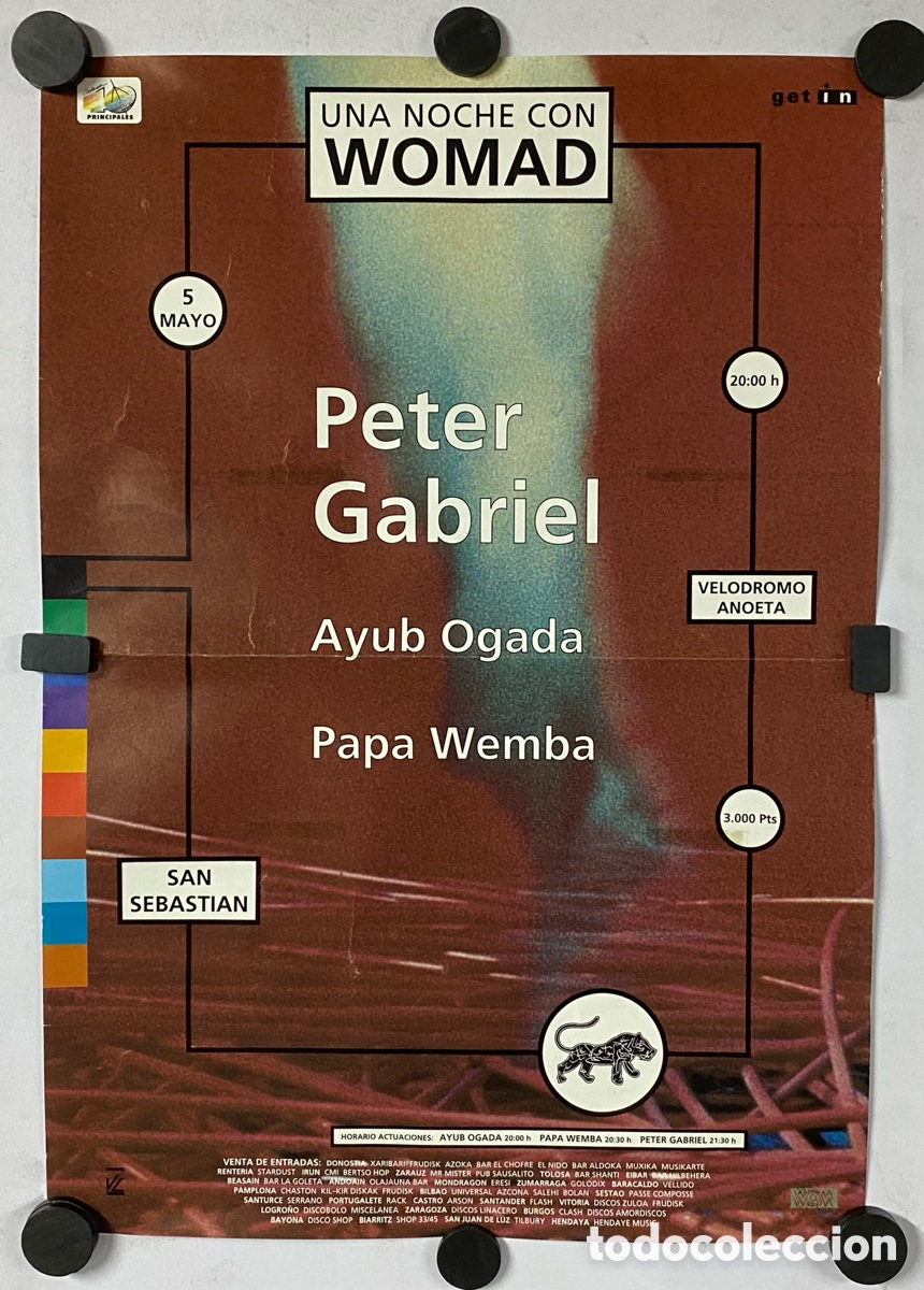 Fotos de Cantantes: PETER GABRIEL + AYUB OGADA + PAPA WEMBA. HIST&Oacute;RICO CARTEL PROMOCIONAL WOMAD SAN SEBASTI&Aacute;N 1993.