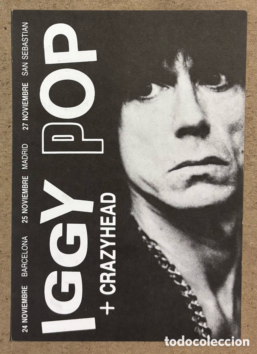 Photos de Chanteurs et Chanteuses: IGGY POP + CRAZYHEAD. POSTAL SIN CIRCULAR PROMOCIONAL GIRA ESPA&Ntilde;OLA 1988.