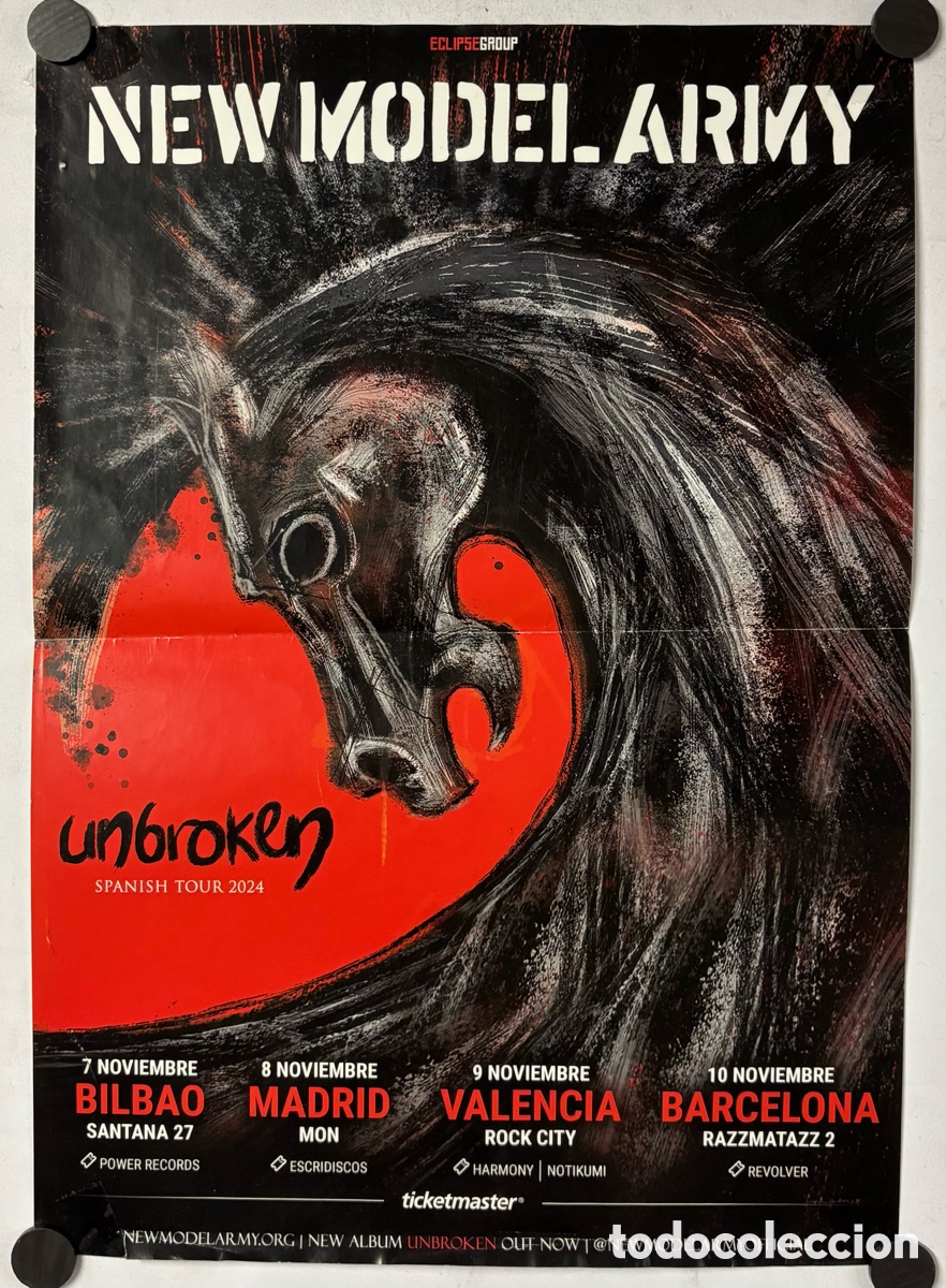 Photos de Chanteurs et Chanteuses: NEW MODEL ARMY. CARTEL ORIGINAL PROMOCIONAL UNBROKEN SPANISH TOUR 2024.