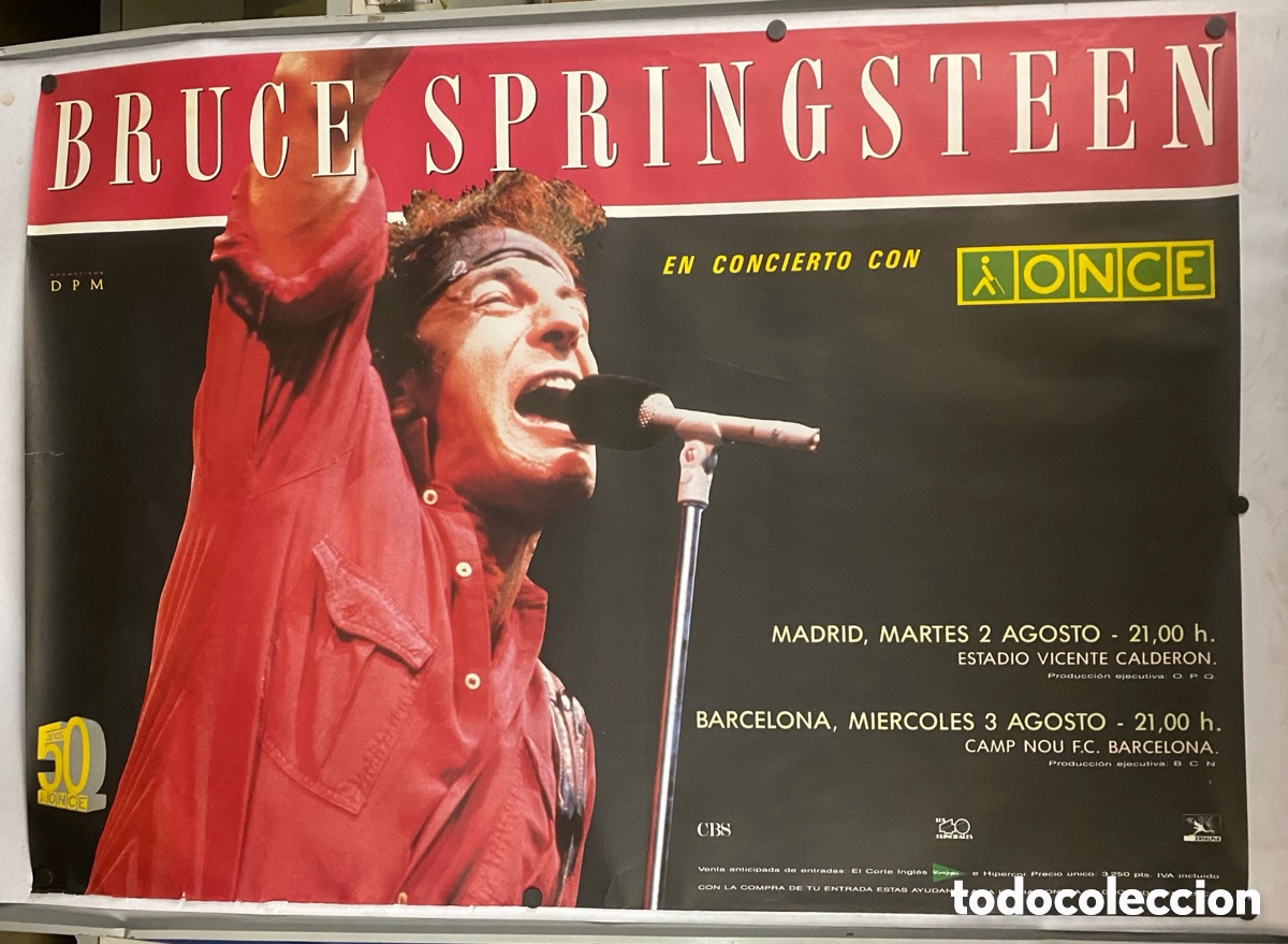 Fotos de Cantantes: BRUCE SPRINGSTEEN. HIST&Oacute;RICO CARTEL ORIGINAL CONCIERTOS VICENTE CALDER&Oacute;N y CAMP NOU (1988).
