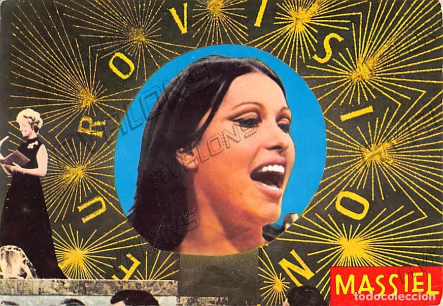 Photos de Chanteurs et Chanteuses: Postal de la cantante Massiel en Eurovisi&oacute;n con el La La La