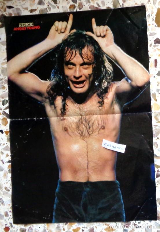 Fotos de Cantantes: DOBLE P&Oacute;STER REVISTA POPCORN ANTIGUO A&Ntilde;OS 80. RICK SPRINGFIELD - ANGUS YOUNG AC-DC. HEAVY ROCK