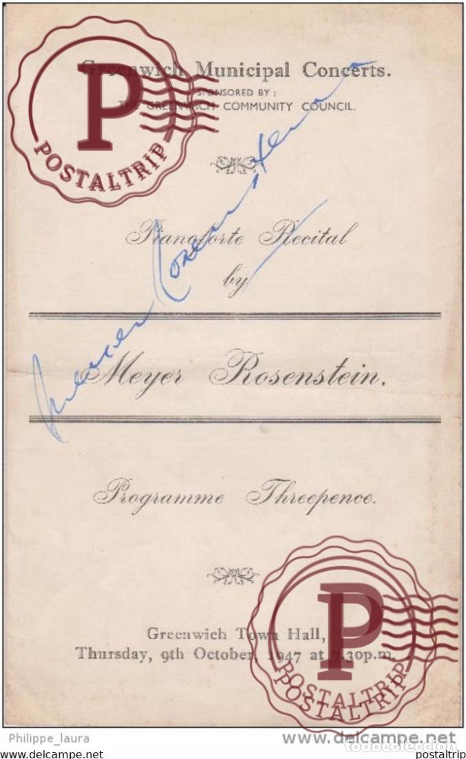 Fotos de Cantantes: signed greenwicht municipal concerts meyer posenstein programme threepence 1947