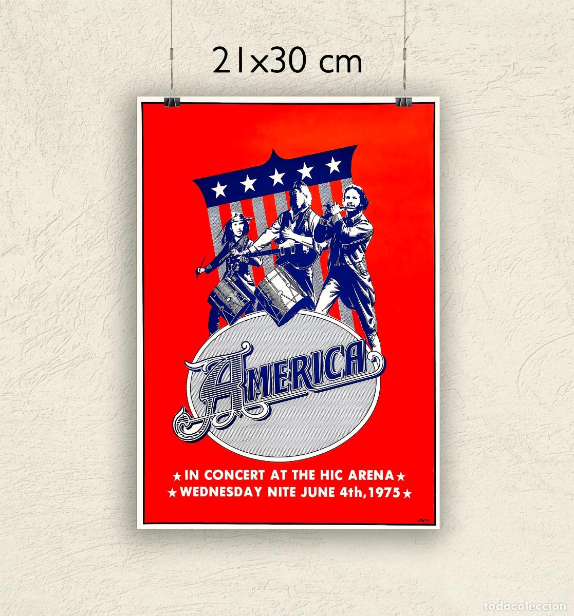 Fotos de Cantantes: Reproducci&oacute;n P&oacute;ster America In concert 1975 - Tama&ntilde;o 21x30 cm