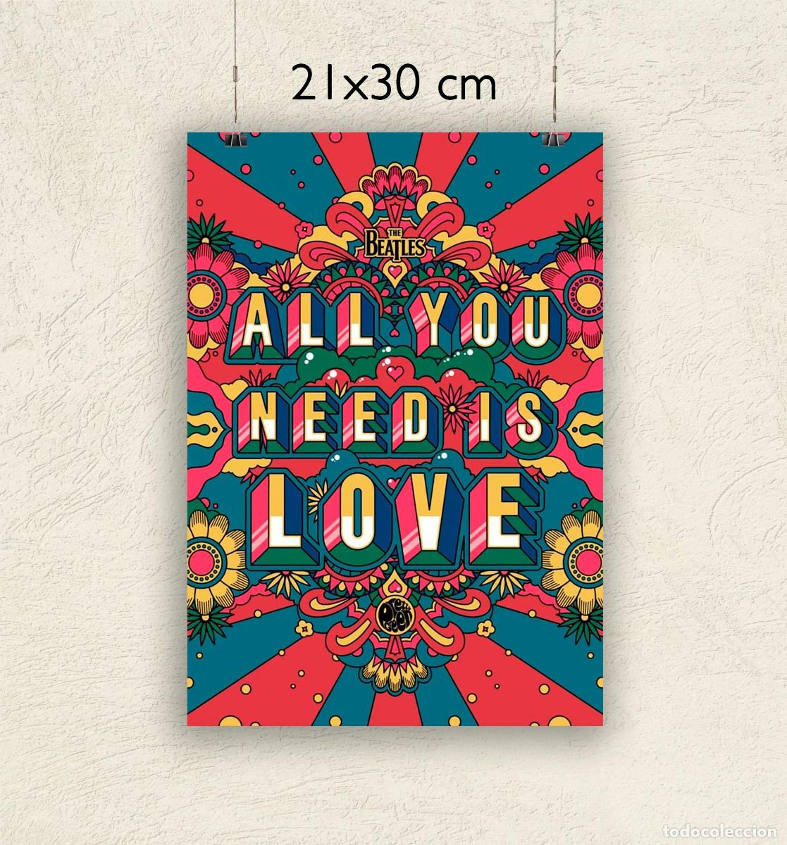 Foto di Cantanti: Reproducci&oacute;n P&oacute;ster Beatles - All you need is love- Tama&ntilde;o 21x30 cm