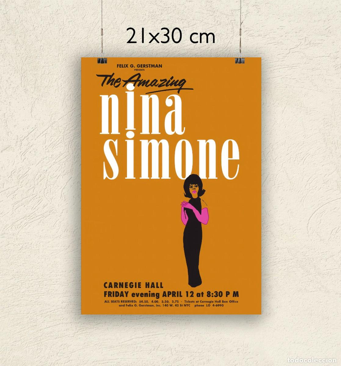 Fotos de Cantantes: Reproducci&oacute;n P&oacute;ster Nina Simone - Carnegie Hall - Tama&ntilde;o 21x30 cm