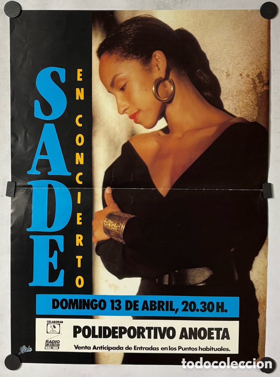 Fotos de Cantantes: SADE. HIST&Oacute;RICO CARTEL PROMOCIONAL CONCIERTO EN SAN SEBASTI&Aacute;N EN 1986 PRESENTANDO LP PROMISE