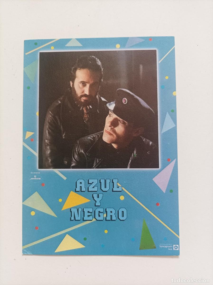 Fotos de Cantantes: AZUL Y NEGRO. TARJETA PROMOCIONAL DISCOGR&Aacute;FICA MERCURY - FONOGRAM. Con dedicatoria autografa