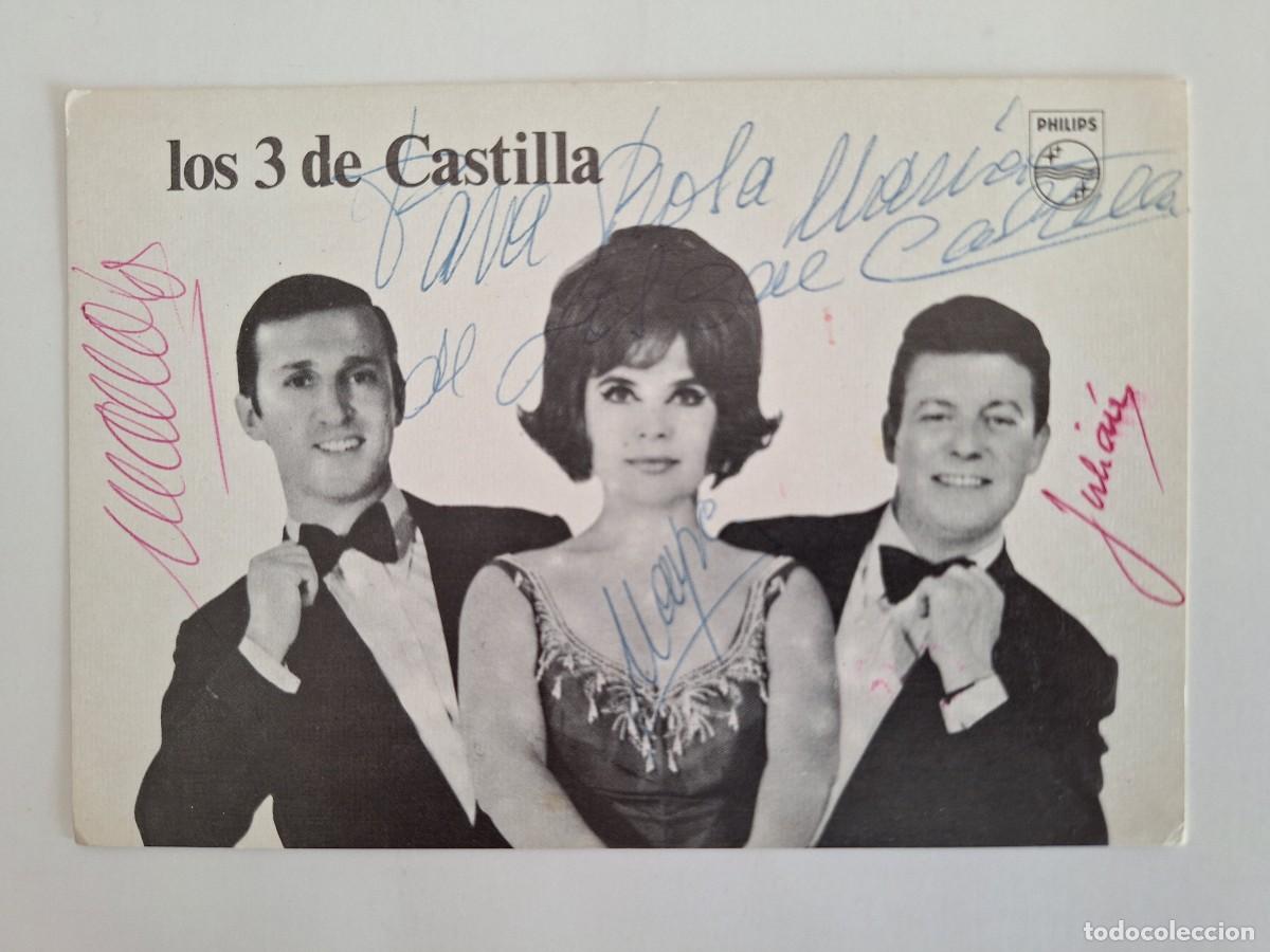 Fotos de Cantantes: TARJETA DISCOGRAFIA DEDICADA AUTOGRAFOS GRUPO MUSICAL ESPA&Ntilde;OL LOS 3 DE CASTILLA RV 2847