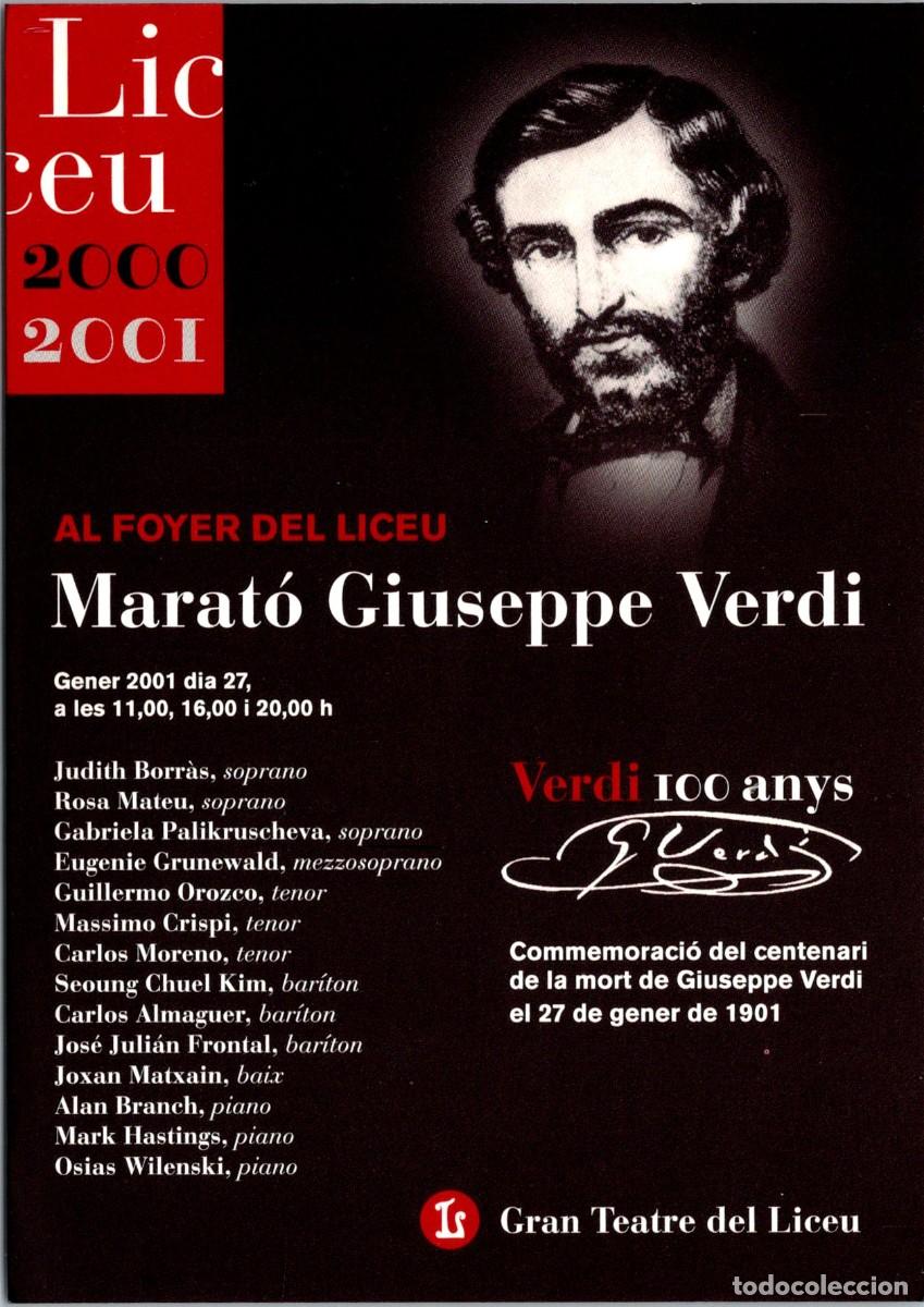 Fotos de Cantantes: Barcelona - Gran Teatre del Liceu - 27.01.2001 - Marat&oacute; Giuseppe Verdi - Postal - 150x106mm