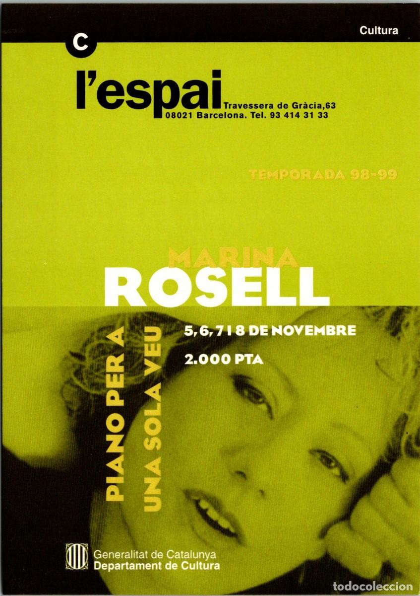 Fotos de Cantantes: Barcelona - L'Espai -Travessera de Gr&agrave;cia -Marina Rosell -Piano per una sola veu- Postal - 150x106mm