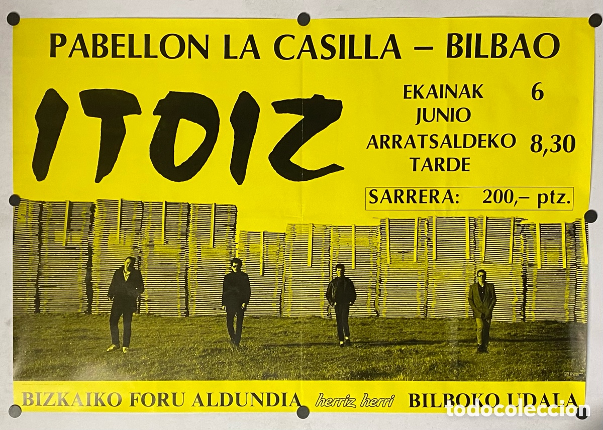 Fotos de Cantores: ITOIZ. HIST&Oacute;RICO CARTEL ORIGINAL CONCIERTO PABELL&Oacute;N DE LA CASILLA (BILBAO) 1985. GIRA L.P. ESPALOIAN