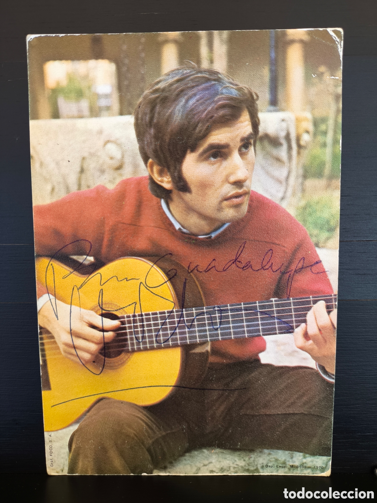 Fotos de Cantantes: Tarjeta promocional discograf&iacute;a Victor Manuel dedicada firma aut&oacute;grafo Discos Philips Fonogram
