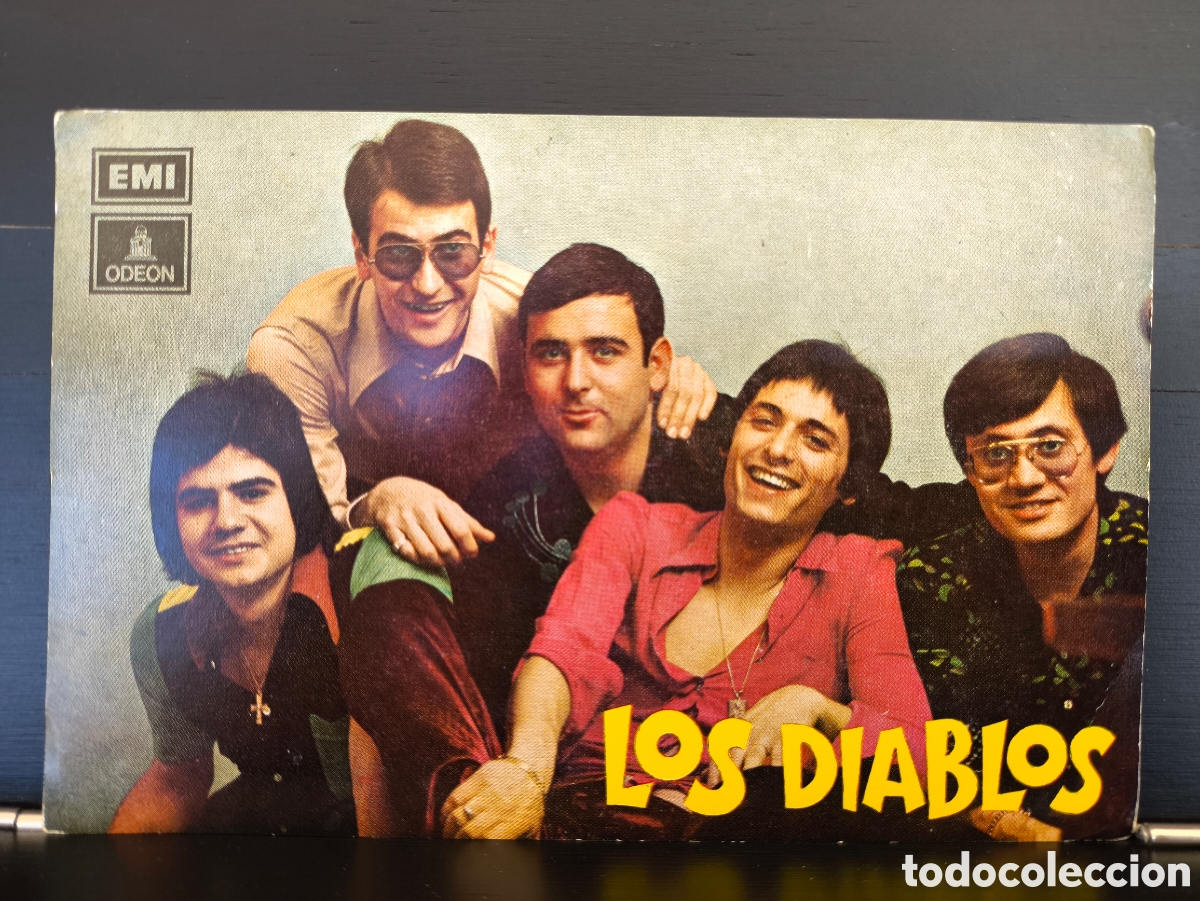 Fotos de Cantantes: Tarjeta fotogr&aacute;fica promocional discograf&iacute;a Los Diablos Discos EMI ODEON