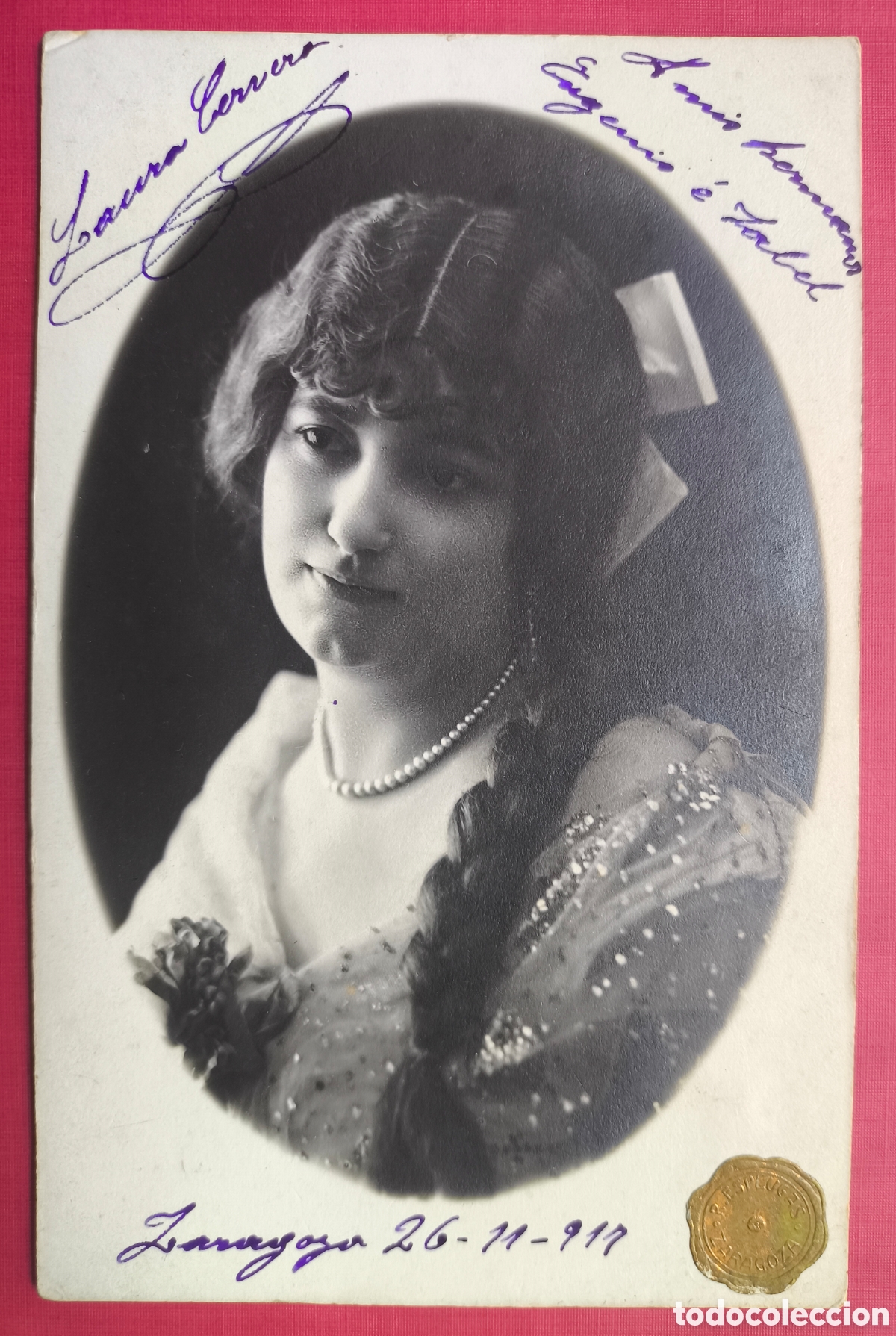 Fotos de Cantantes: LAURA CERVERA CANTANTE &Oacute;PERA POSTAL FOTOGR&Aacute;FICA FIRMADA Y DEDICADA FOT&Oacute;GRAFO A. ESPLUGAS 1917