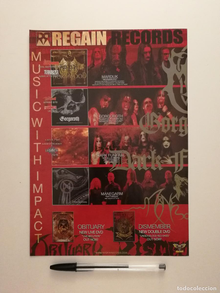 Fotos de Cantantes: ANUNCIO ACARTONADO -A4- REGAIN RECORDS - GORGOROTH - MARDUK - BLACK METAL - PUBLICIDAD LAMINA