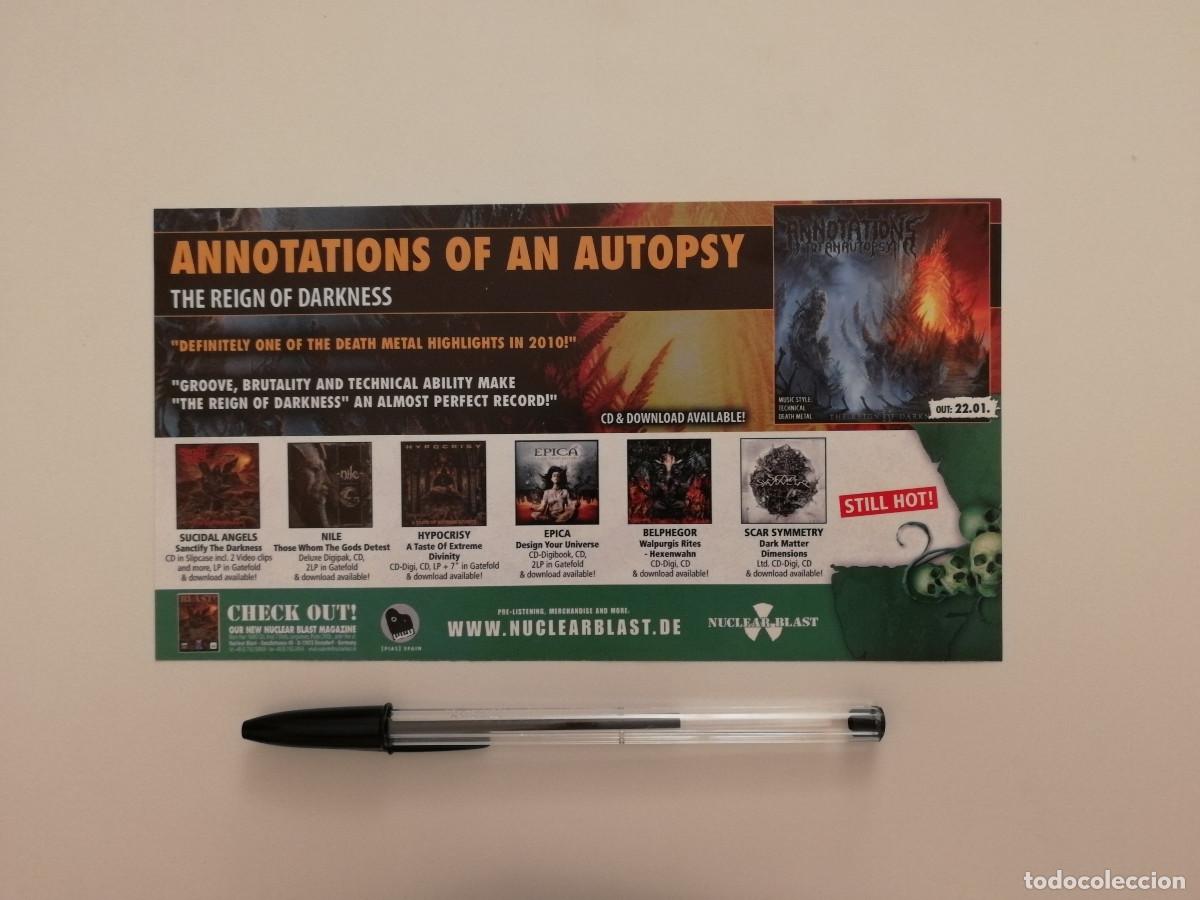 Fotos de Cantantes: ANUNCIO ACARTONADO - Annotations of an Autopsy - DEATH METAL - TARJETA PUBLICIDAD