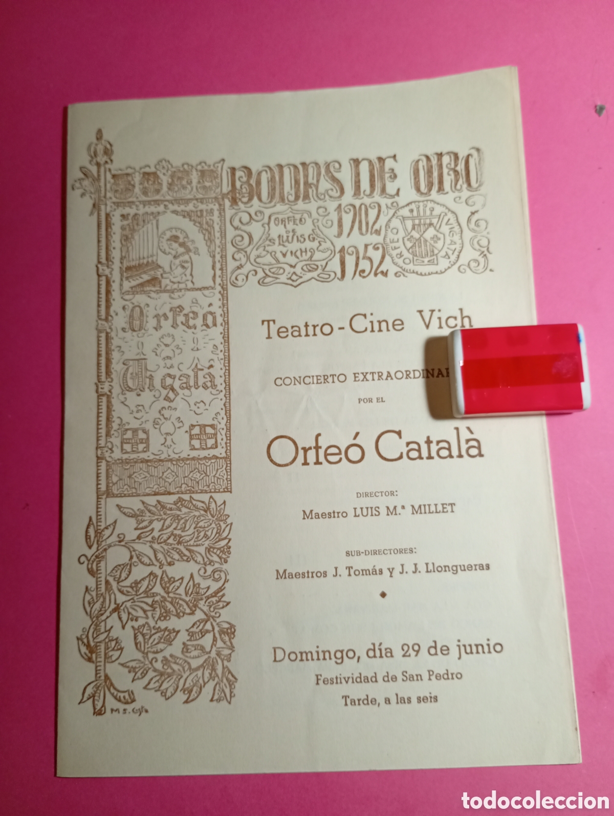 Fotos de Cantantes: VICH ORFE&Oacute; CATAL&Agrave; CONCERT DIRECTOR LUIS M&ordf; MILLET 50 ANIVERSARI ORFE&Oacute; VIGAT&Agrave; 1902/52