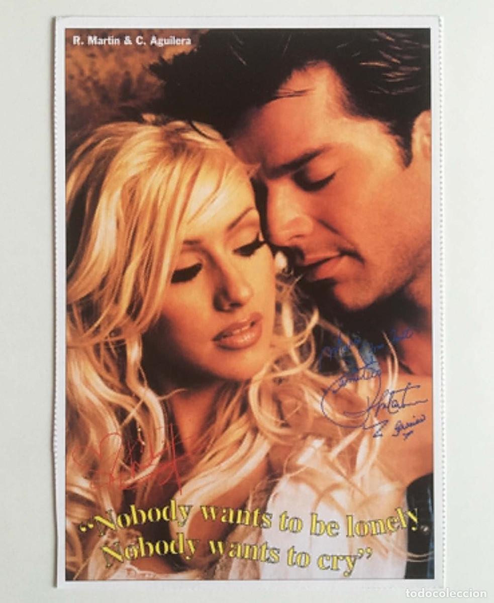 Fotos de Cantantes: Christina Aguilera & Ricky Martin Rare Collectible Card Salut Magazine France 2001 Music