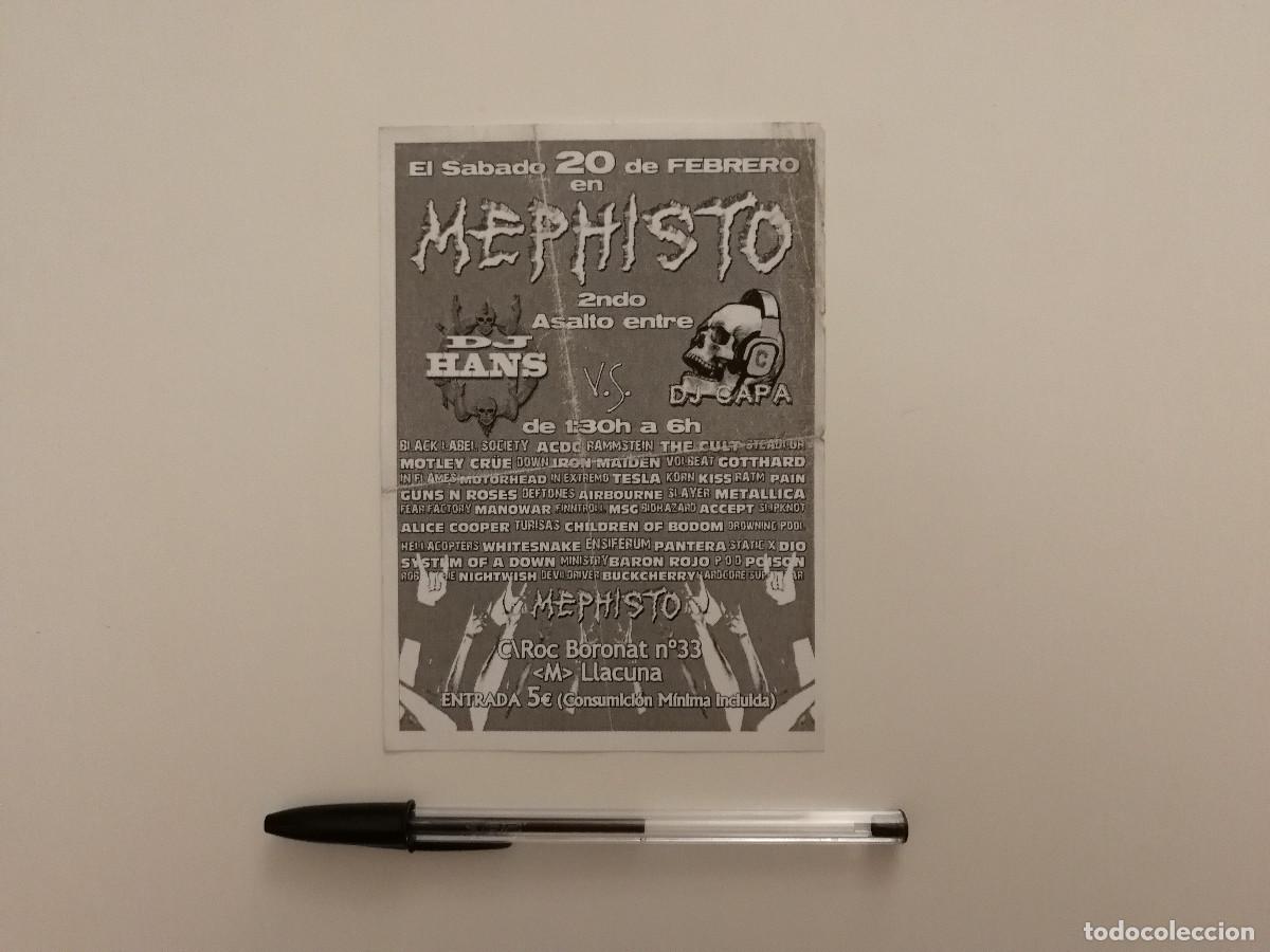 Fotos de Cantantes: ANTIGUO FOLLETO PUBLICIDAD -10*15- MEPHISTO DISCOTECA BARCELONA - HEAVY METAL - HARD ROCK 80s